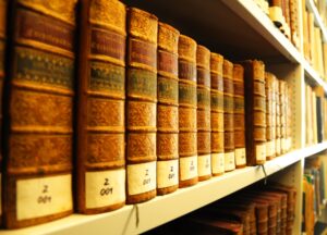 row of ancient law books