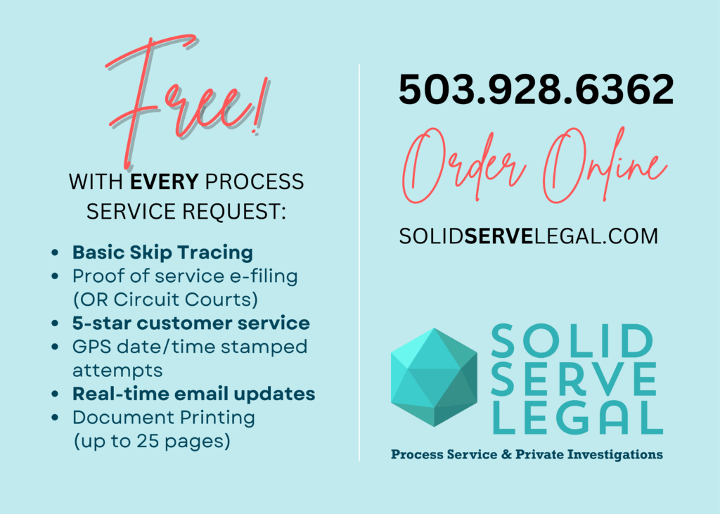 Solid Serve Legal offers these items free with every process service